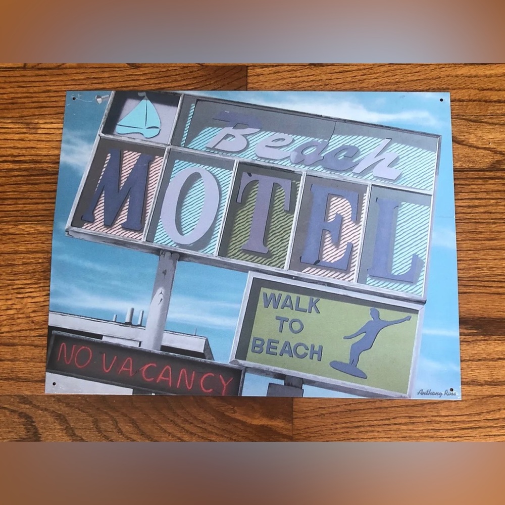 Desperate Enterprises Anthony Roberts Beach Motel Metal Wall Sign Art